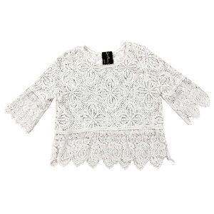 NWT Sunflower Salon White Lace Crochet Blouse Kelly Richardson Size S/M